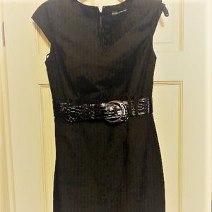 Antonio Melani Black Pinstripe Belted Dress Size 4